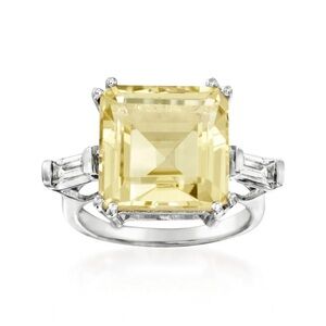 Size 9 10.60 ct tw Lemon & White Topaz Cocktail Ring in 925 Silver Ross Simons
